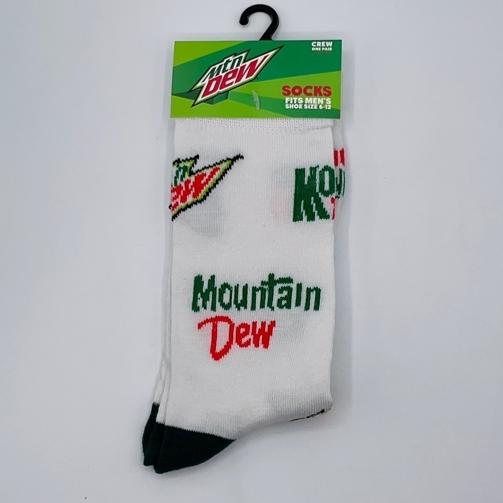 Socks Mountain Dew Soda Pop Novelty Crew Crazy Fun Geek Snack Food Print Unisex